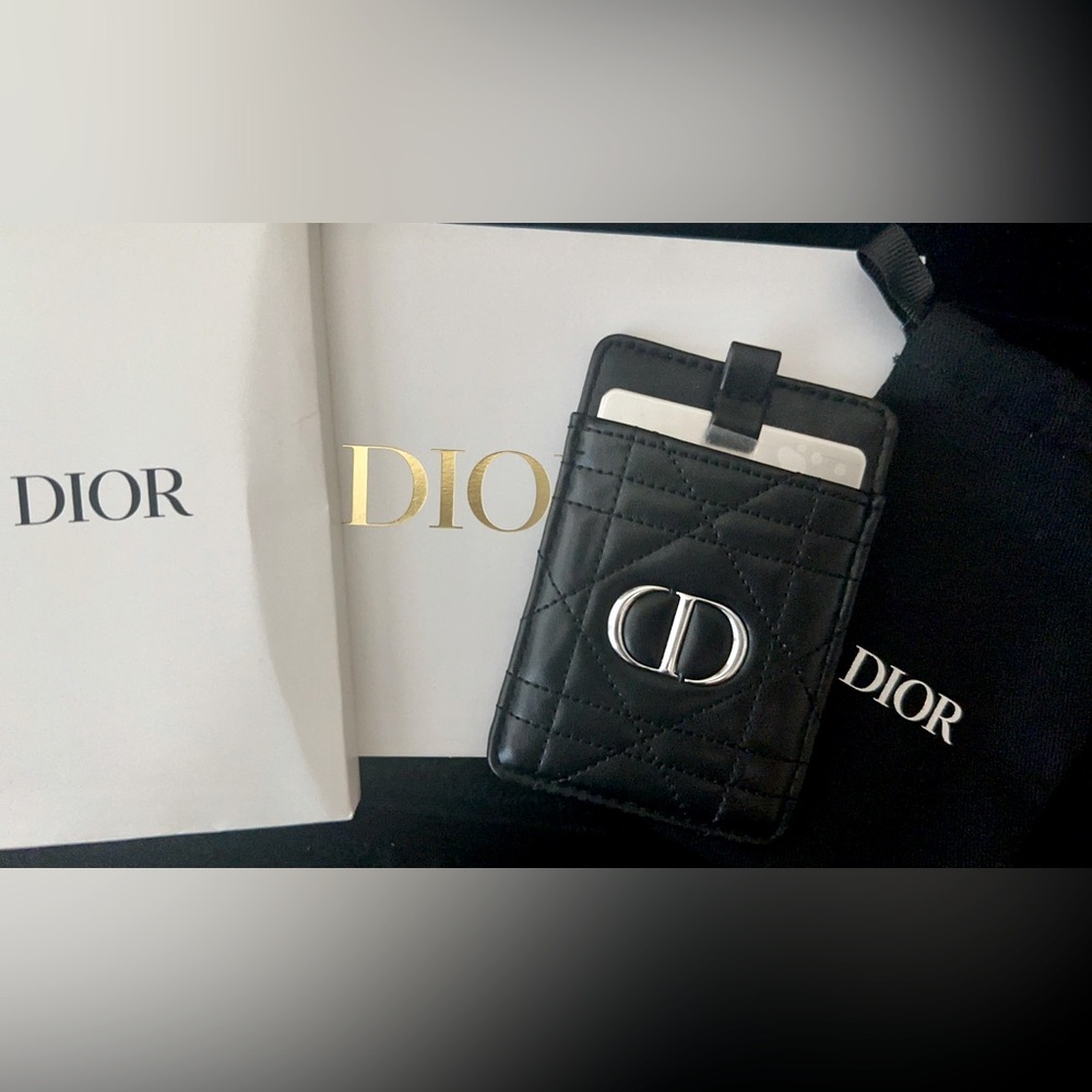 Dior Silver Rouge Balm Compact Mirror With Black Faux Leather Logo Case